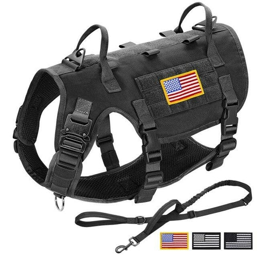 Military Tactical Dog Harness/Training Harness Vest c/w Leash.